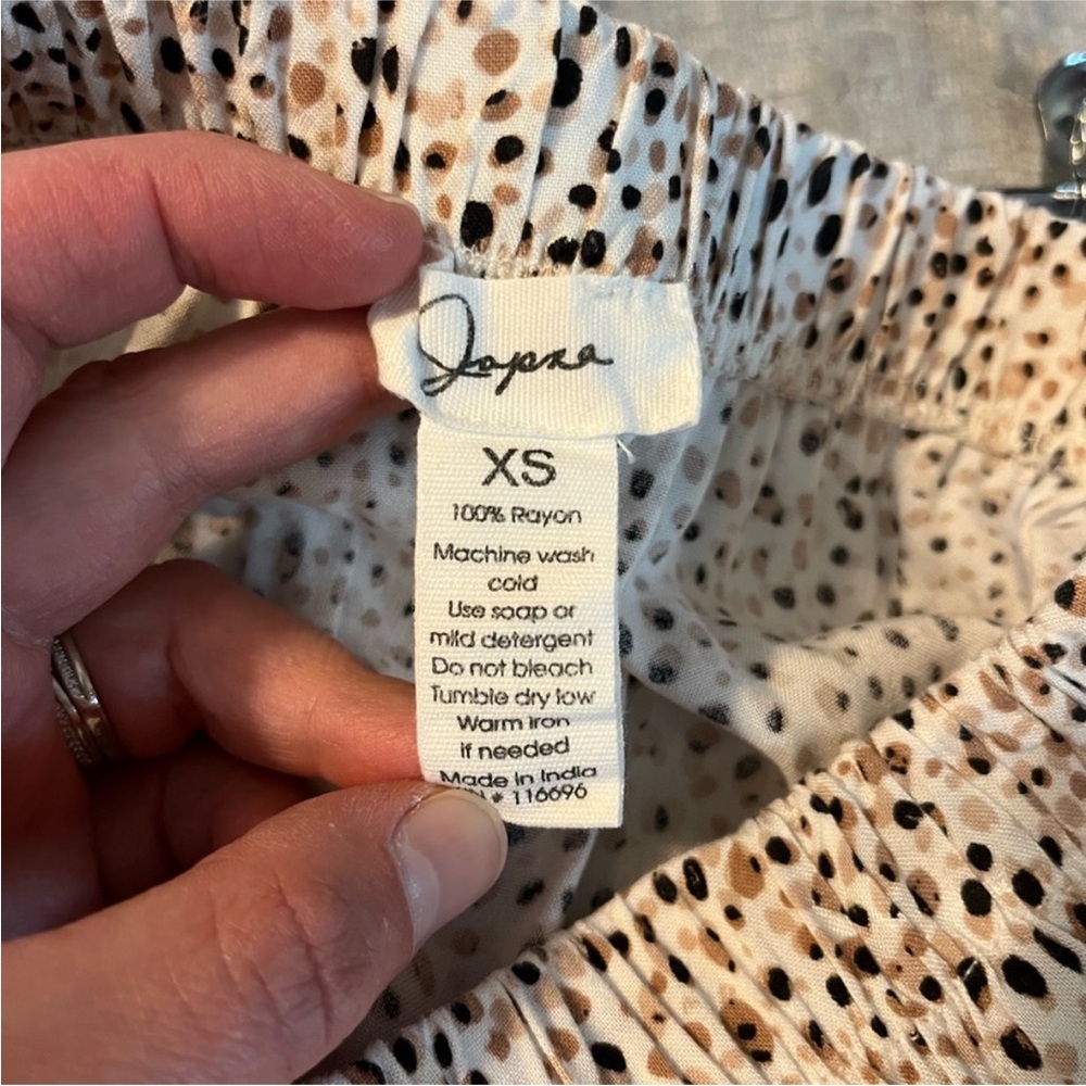 Japna Cream Tan and Black Polka Dot Tiered Skirt - Picture 2 of 4